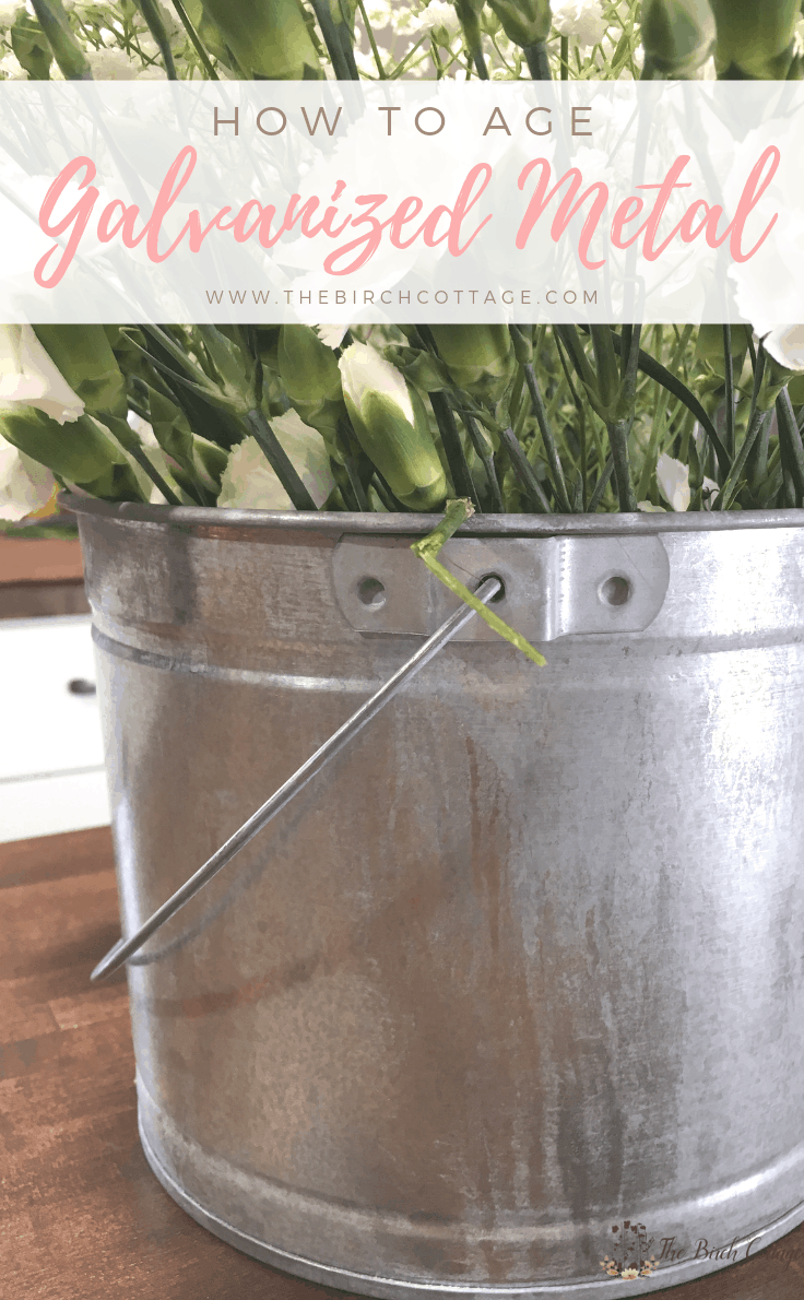 How to Age Galvanized Metal Pail by The Birch Cottage