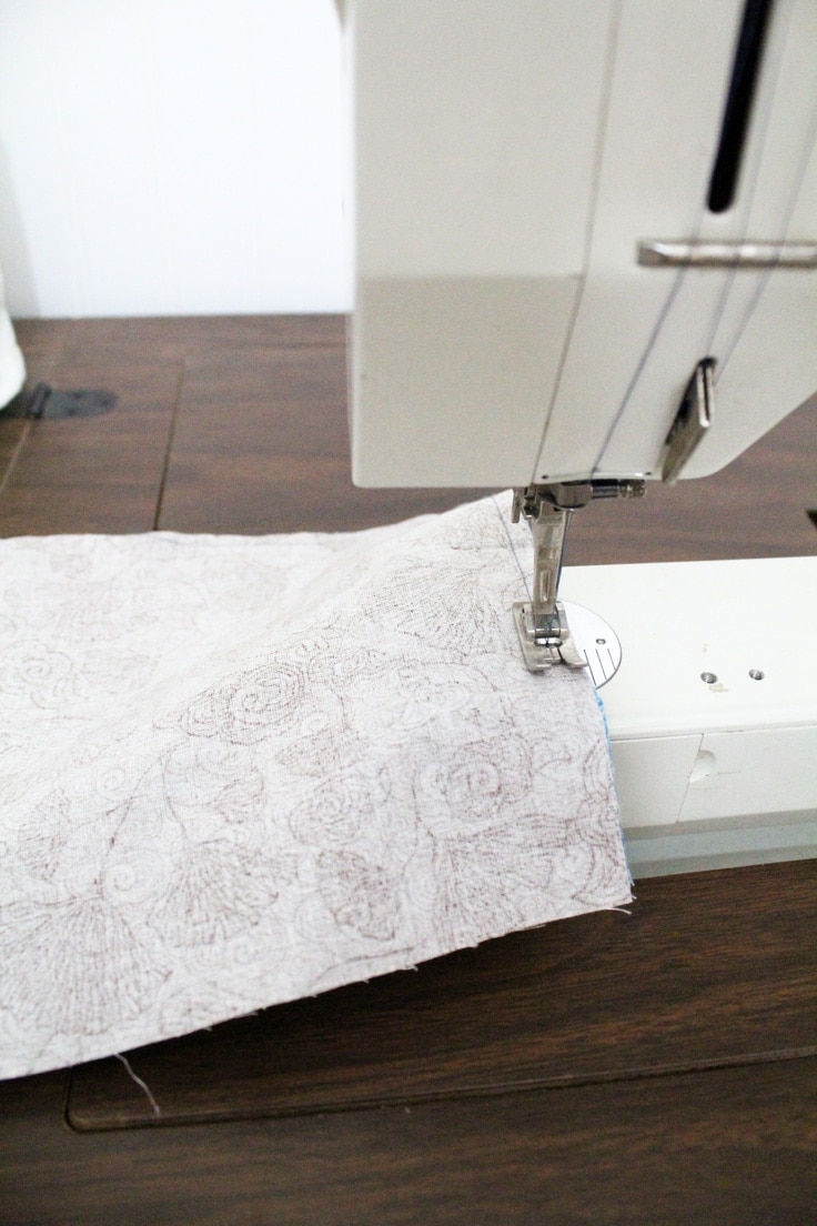 fabric on a sewing machine