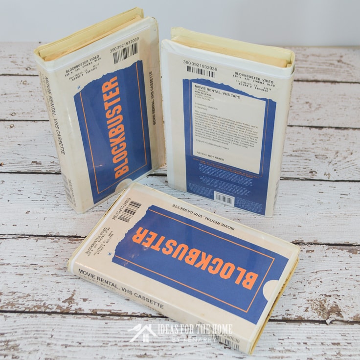 Blockbuster Video movie rental VHS cassettes mocked up as Halloween costume props