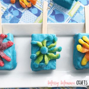 These Under the Sea Rice Krispie Treats are perfect for the summer and only require three ingredients.