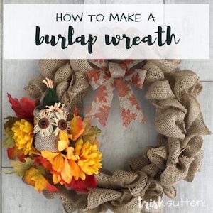 Burlap wreath with flowers from Trish Sutton.