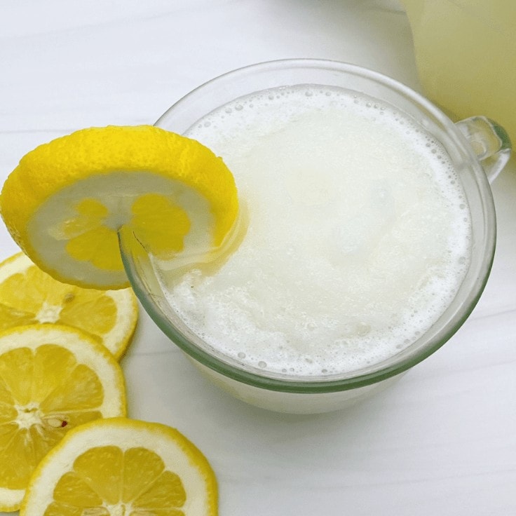 Homemade frozen lemonade slushy drink.